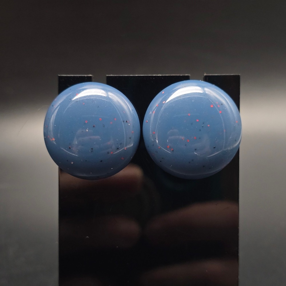 Avon Sand Pebbles Earrings Blue Round Pierced Vintage Costume Jewelry